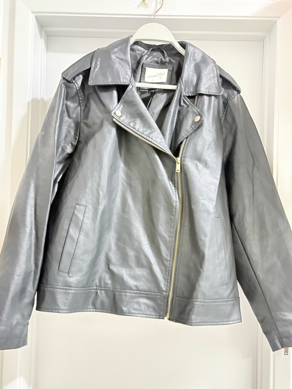 Universal Thread Metallic Black Leather Moto Jacket